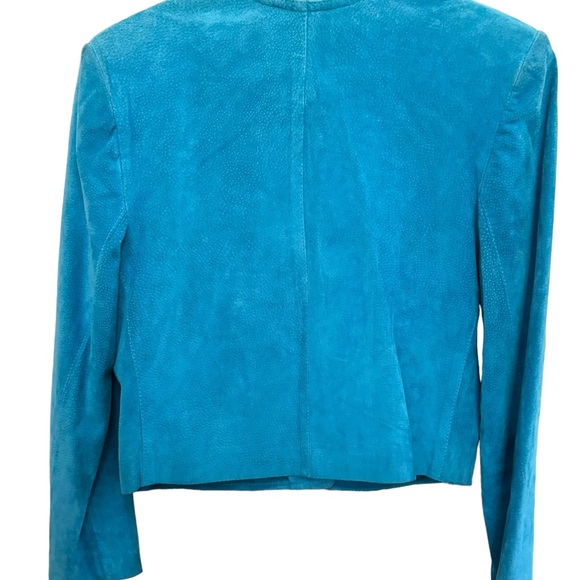 Margaret Godfrey  Union Made Turquoise Suede Skirt Suit  Vtg S 10 - Picture 7 of 14